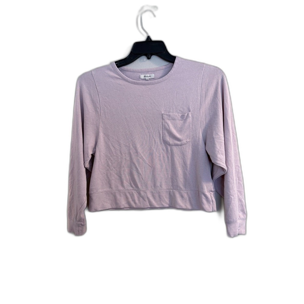 Madewell MWL Supersoft Cropped Pocket Sweatshirt in Pink – Small